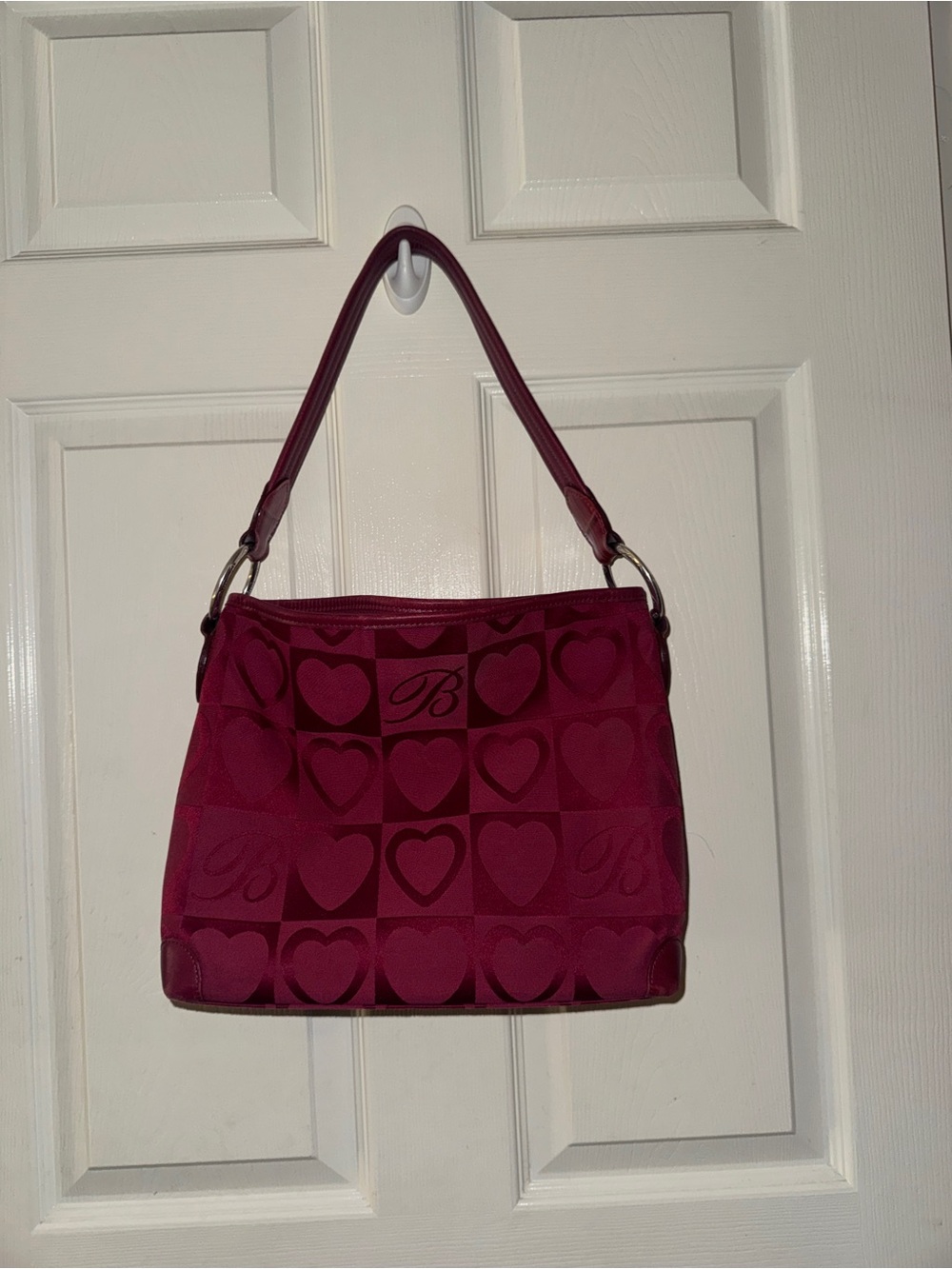 Brighton Red Heart Print Fabric Shoulder Bag
